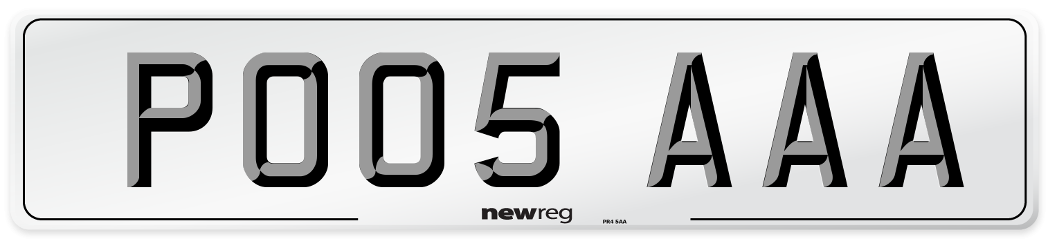 PO05 AAA Number Plate from New Reg